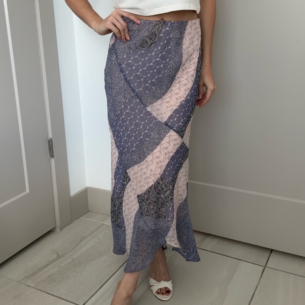 BB Dakota Blue and Pink Maxi Skirt